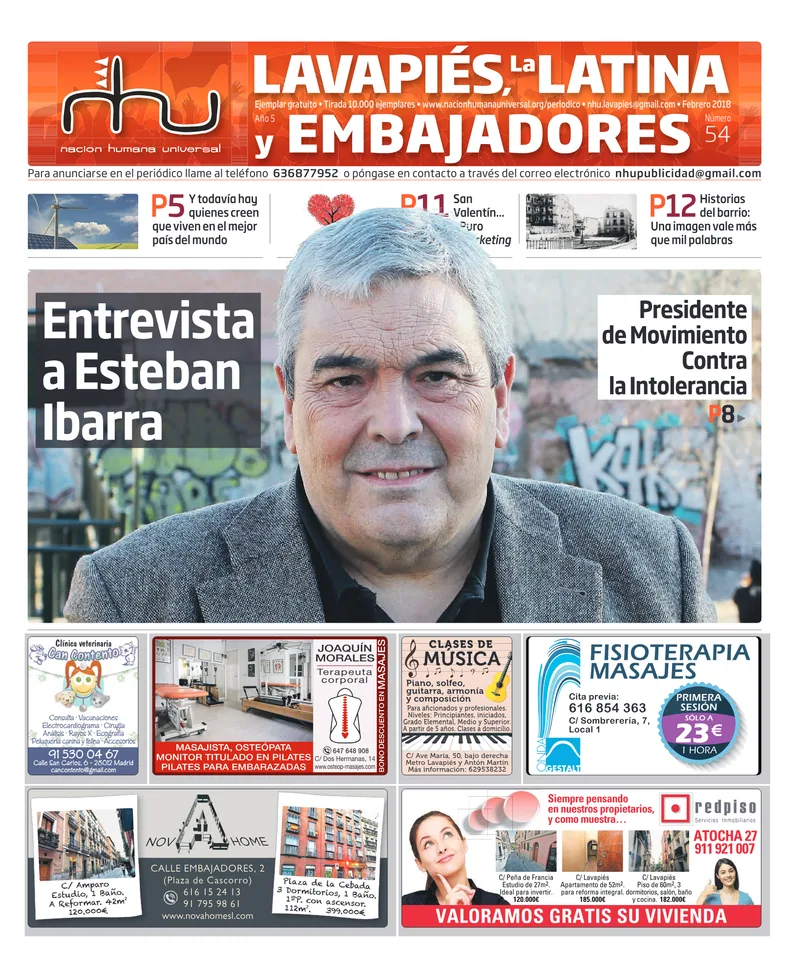 Portada del periódico Nación Humana Universal número 54