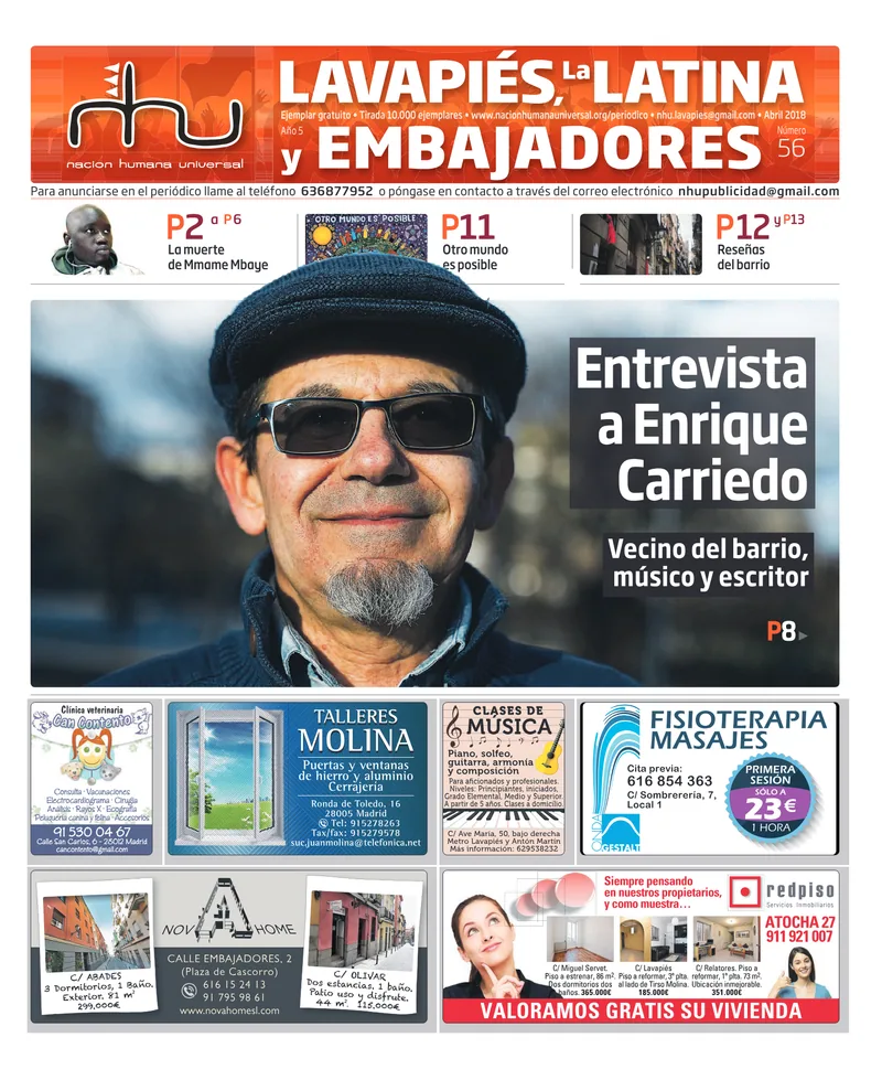 Portada del periódico Nación Humana Universal número 56
