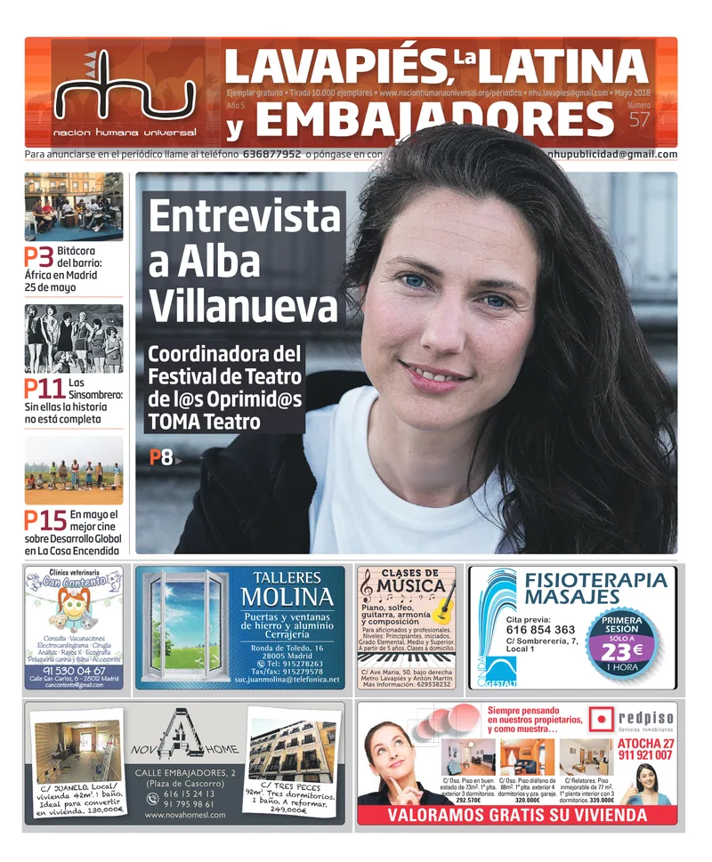 Portada del periódico Nación Humana Universal número 57