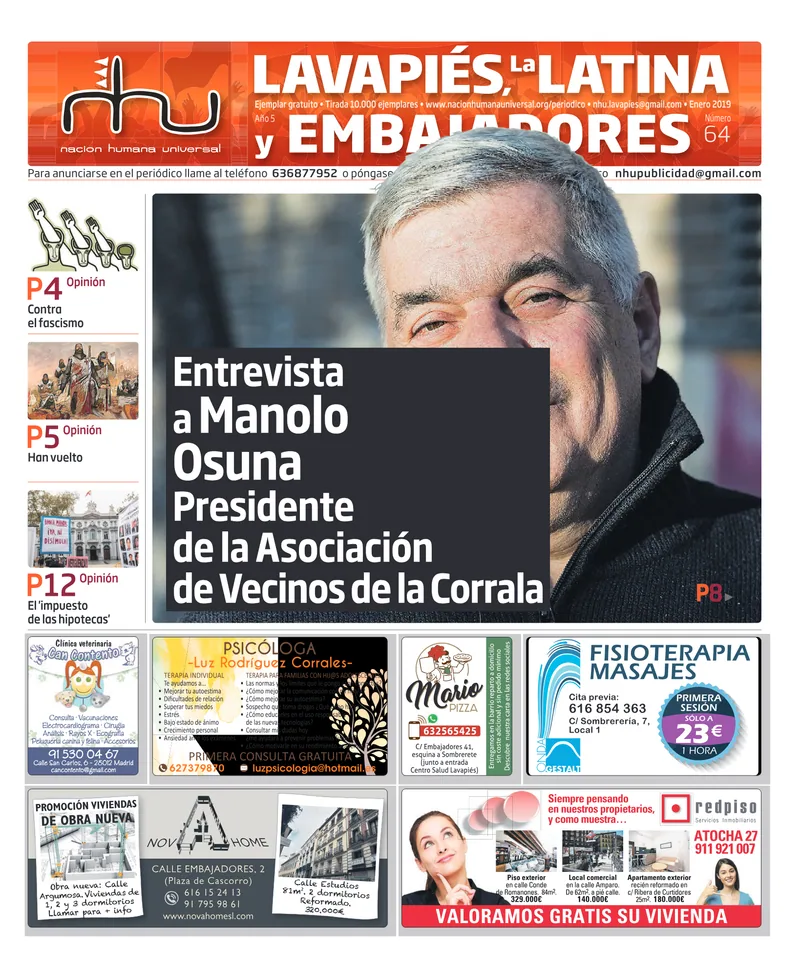 Portada del periódico Nación Humana Universal número 64