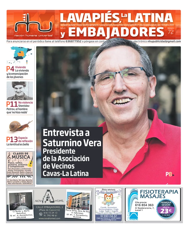 Portada del periódico Nación Humana Universal número 72