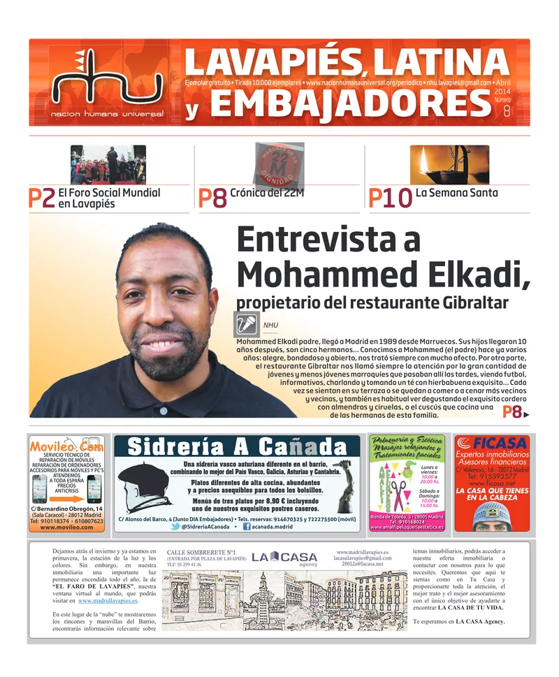 Portada del periódico Nación Humana Universal número 8